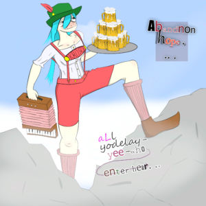 Orcsune in a lederhosen.