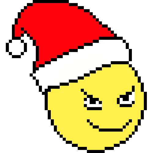 pixel art image of HHGregg with a Santa hat.