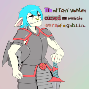 Orcsune wearing armor.