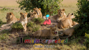 Orcsune sitting with a pride of lions.