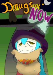 Orcsune trick-or-treating.